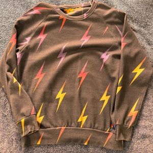 Aviator Nation pullover XL black bolt repeat pattern EUC